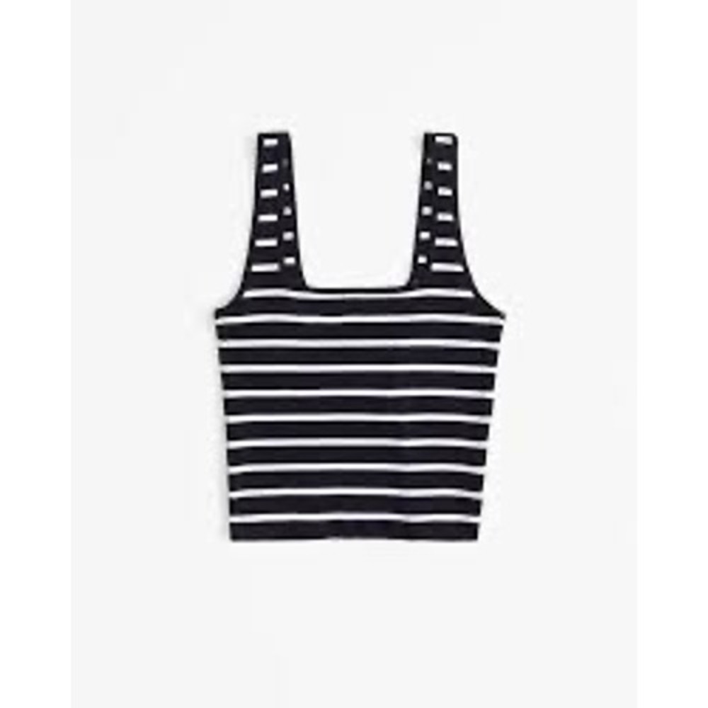Abercrombie and Fitch‎ Essential Cropped Squareneck Rib Tank in Navy Stripe